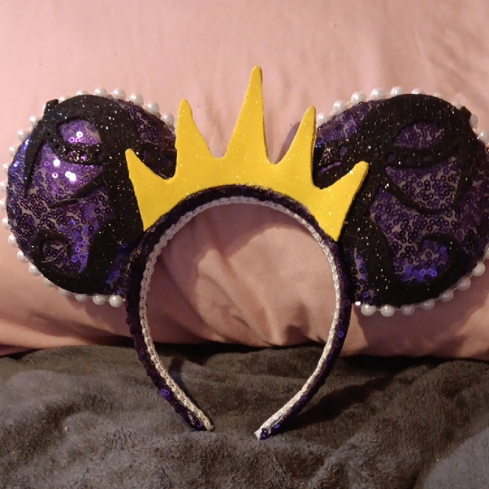 Disney Ursula Purple and Black Sequin Mouse Ears Headband